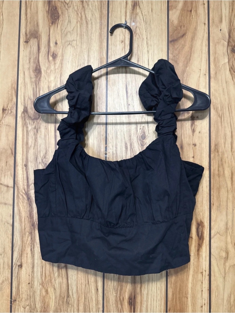 Abercrombie & Fitch Black Ruched-Strap Crop Top
